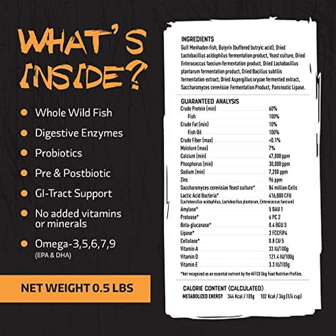ROGUE PET SCIENCE Origins 5-in-1 Dog Supplement - Powdered Food Topper w/ Natural Omega 3 Fish Oil - Supports Healthy Digestion, Skin, and Coat - Helps Reduce Itching & Joint Inflammation (1/2 lb)