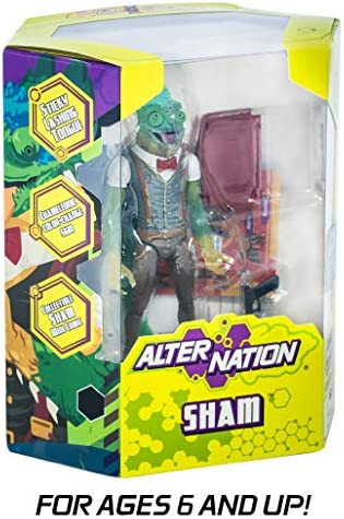 Alter Nation Sham Human Chameleon Alligator Hybrid Web Cartoon Dark Horse Comics Graphic Novel Action Figure with Thermal Color Changing Body & Mini Comic Book Great Gift for Kids 6 & Up