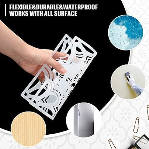 9 Pieces Floor Painting Stencils Large Tile Stencils Wall Drawing Pattern Templates Floor Stencils Kit in 9 Styles for Painting Linoleum Floor Wall Wood Tiles Cement Decor (Simple Style,6 x 6 Inch)
