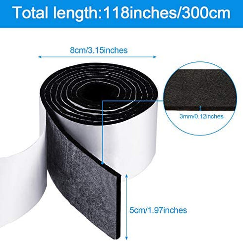 Shappy 2 Packs Felt Furniture Pads Heavy Duty Felt Strip Roll with Adhesive Backing Adhesive Felt Tape for Protecting Hardwood Floors Chair Wall Protector(120 x 2 x 0.12 Inch,Black)