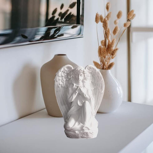 wsmart Guardian Angel Statue Shelf Living Room Bedroom Decor Figurines Gifts for Women (White Resin)