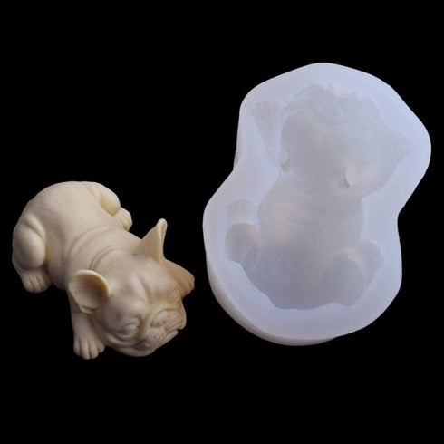 Kisangel French Bulldog Mold Sleeping Dog Silicone Mold for Fondant Chocolate Candy Gum Paste Polymer Clay Resin Making Kitchen Baking Cupcake Decorating