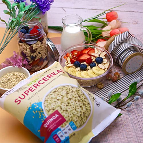 Awsum Snacks Quinoa SUPERCEREAL 6oz bag - Vegan Gluten Free & Sugar Free Cereals - Diabetic Kosher Healthy Snack - One Ingredient Cereal Puffed Quinoa Plain