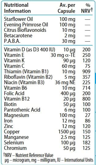 Wellwoman Vitabiotics Advanced Vitamin & Mineral Formula with Evening Primrose & Starflower Oils 30 Capsules