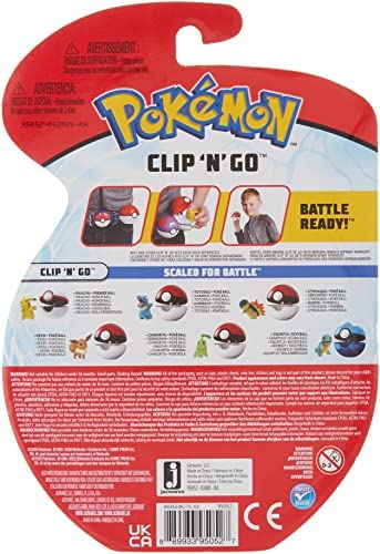 Wicked Cool Toys Pokémon Official Eevee Clip 'n' Go, Comes with Eevee Action Figure and Great Ball