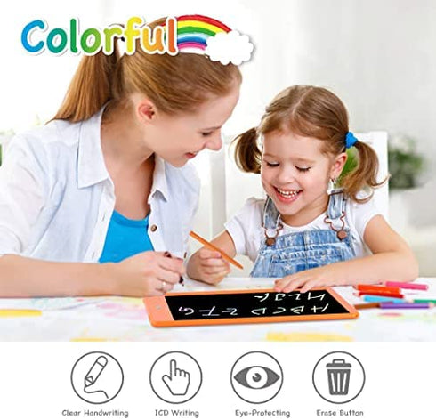 ORSEN LCD Writing Tablet 10 Inch, Colorful Doodle Board Drawing Tablet, Erasable Reusable Writing Pad, Educational for 3-6 Year Old Girls Boys(Orange)