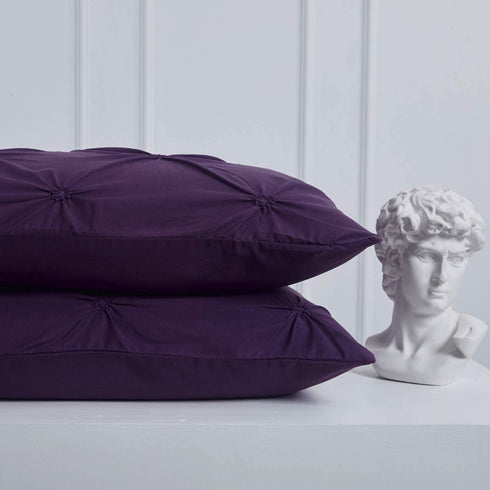Raytrue-X Ultra Soft Pillow Cases Standard Size, Purple Pillow Shams Set of 2, Decorative Pillow Covers with Pinch Pleated Design 20x26 inches