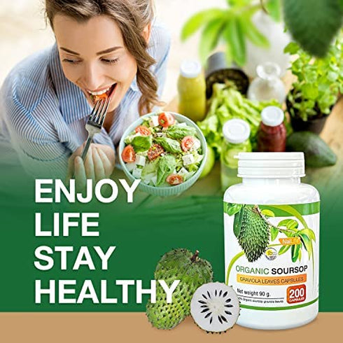 NalLife Organic Soursop Graviola Leaves 200 Capsules