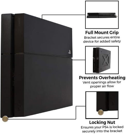 HumanCentric PS4 Mount (Black) | Mount on The Wall or on The Back of The TV | Patent Pending