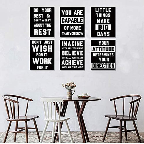 HOMANGA Motivational Wall Art Posters, Positive Office Decor Art Prints, Set of 6, Inspirational Quote Wall Decor for Bedroom Teen Boy Office Living Room, Canvas Posters 8x10 Inch Unframed