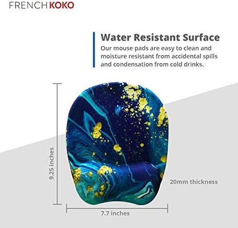 French KOKO Mouse Pad with Wrist Support, Cute & Ergonomic Mousepad Gel Support Desktop Padded Wrist Rest Memory Foam for Easy Mouse Movement Used for Computer, Laptop, Home, Office, School
