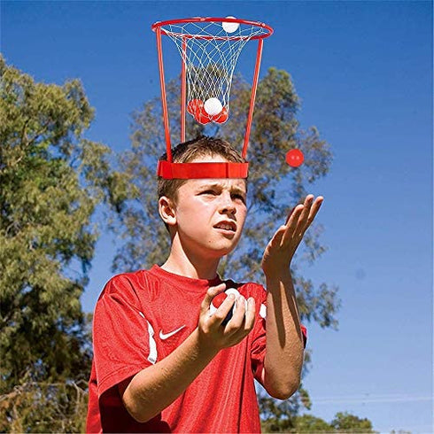 2 Pack Head Hoop Basketball Party Game for Kids and Adults Carnival Game Adjustable Basket Net Headband with 20 Balls for Carnival Party Birthday Party Family Indoor Outdoor Game