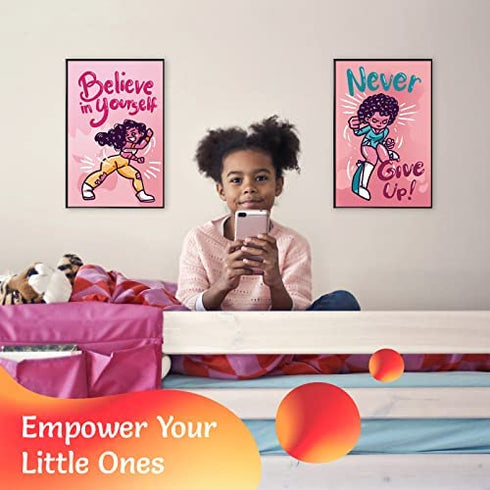 Black Girl Wall Art for Little Girl Room Decor – Black Art Posters for Teen Girls Room Set of 4 - Kids Room Decor for Girls - Girls Wall Decor - Black Woman Wall Art 11x17” - Kids Posters