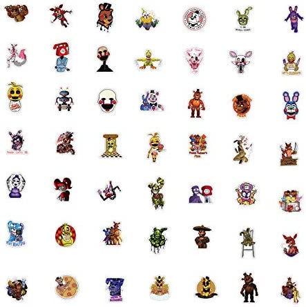 100pcs Five Nights at Freddy's Vinyl Skateboard Guitar Travel Case Sticker Door Laptop Luggage Car Bike Bicycle Stickers (Five Nights at Freddy's)