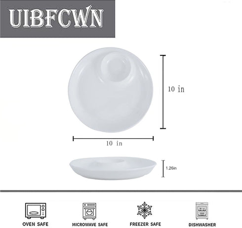 Porcelain Chip & Dip Serving Set, 10'' Chip and Dip Platter Divided Serving Dish Trays for Superbowl Partie - Set of 1