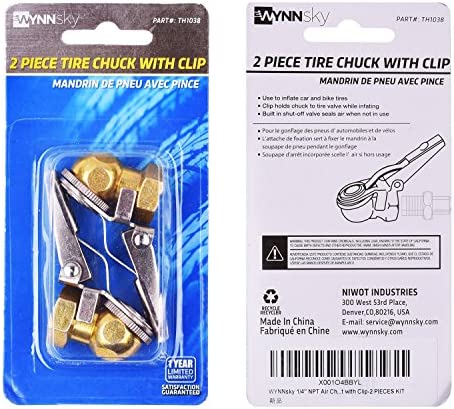WYNNsky 1/4" NPT Ball Foot Air Chuck with Clip, Truck Auto Car Tire Hose Tool,Clip-on Ball Foot Air Chuck, 1/4" Female Thread