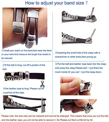 Smatiful Fancy Bands (Small Mediume Large xl are Ok) with Stainless Steel Clasp and Gunmetal Parts for Women and Men, Leather Band for Apple Watch (Series 1,2,3,4,5,6,7 SE) 42mm 44mm,Classic Black