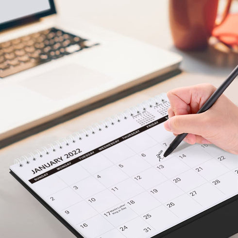 SKYDUE Desk Calendar 2022, Calendar 2022 Small 10" x 8.6", from Now to Dec 2022 Standing Flip Black Desk Calendar with To-Do list Suit for Office, School