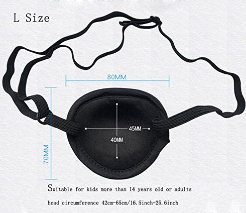 UPSTORE 1PCS Black Unisex Concave Shape Single Eyepatch Amblyopia Corrected Visual Acuity Recovery Eye Patch Cover Pads with Adjustable Strap for Lazy Eye/Amblyopia/Strabismus (L)