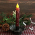 CVHOMEDECO. Real Wax Hand Dipped Battery Operated LED Timer Taper Candles Country Primitive Flameless Lights Décor, 6-3/4 Inch, Burgundy, 2 PCS in a Package