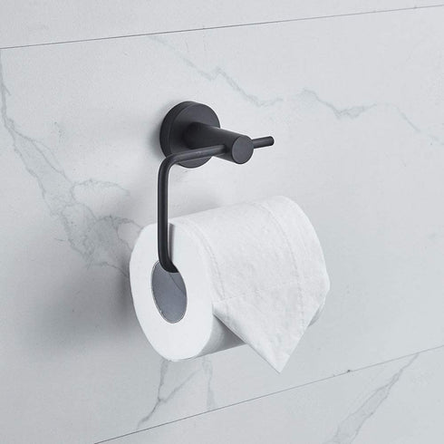 Cavoli Bathroom Accessories Set 2-Piece Aluminum Towel Ring, Toilet Paper Holder, Rustproof Wall Mounted Matte Black Finish