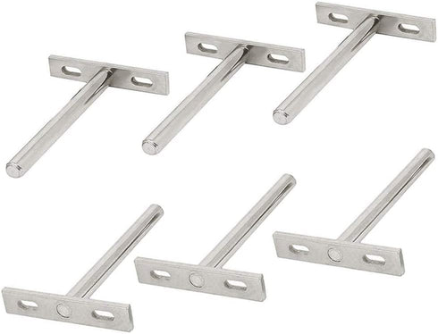 Bestgle 6Pcs 3-Inch Invisible Floating Shelf Brackets, Stainless Steel Hidden Shelves Supports, Wall Holder Concealed Bracket Mount Kit for DIY Home Wall Shelf
