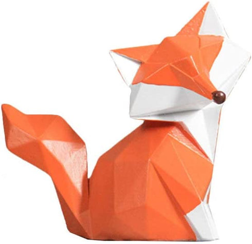 Garneck Resin Decoration Fox Geometric Modern Design Ornaments Family Sculpture Artwork (Size S: 3.9x1.5x3.9inch )