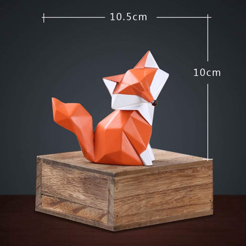 Garneck Resin Decoration Fox Geometric Modern Design Ornaments Family Sculpture Artwork (Size S: 3.9x1.5x3.9inch )