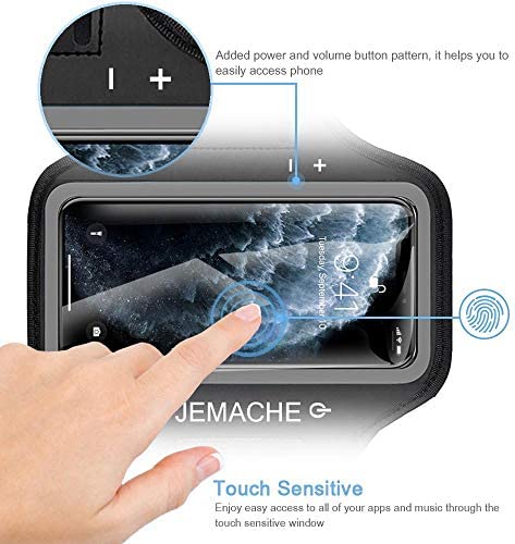 iPhone 14 Pro Max, 13 Pro Max, 14 Plus Armband, JEMACHE Water Resistant Gym Running Workouts Arm Band Case for iPhone 14 Plus, 14/13/12/11 Pro Max, Xs Max (Black)