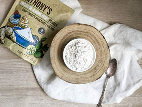 Anthony's Erythritol and Monk Fruit Powder Classic Powder, 1 lb, 2 to 1 Powdered Sugar Substitute, Confectioner's Sweetener, Non GMO, Keto Friendly