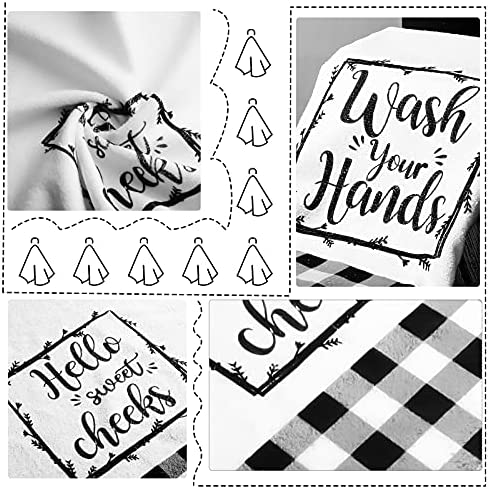 2 Pieces Farmhouse Hand Towel for Bathroom Black White Hand Towels Funny Black and White Bathroom Decor for Bathroom Kitchen Farmhouse Restroom (Classic Style)