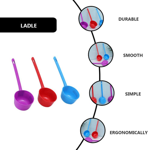 Cabilock 3PCS Water Ladle Plastic Kitchen Accessories Bathroom Water Scoop Cup Bathing Ladle Container Large Ladles Bath Spoon Home Essential