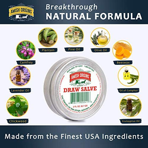 Drawing Salve Ointment 2oz, ingrown Hair Treatment, Boil & Cyst, Splinter Remover, Bug and Spider Bites, bee Sting, Mosquito bite Itch Relief, Poison Ivy, by Owell Naturals