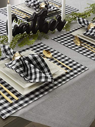 DII Gingham Check Tabletop Collection, Black, Placemat Set