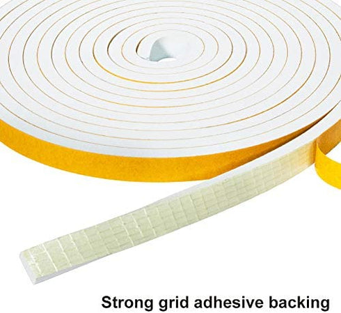 Yotache White Doors Windows Insulation Tape 2 Rolls 1/2 Inch Wide X 1/4 Inch Thick, Foam Weather Stripping Gasket Tape Seal for Draft, Soundproofing, Total 26 Feet Long (2 X 13 Ft Each)