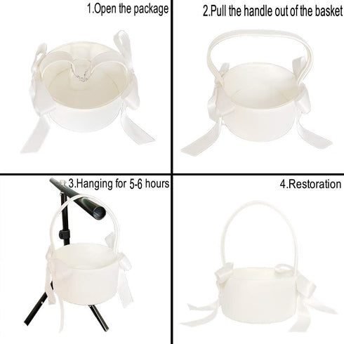 LAPUDA Beautiful Hand Beading of Wedding Flower Basket with Elegant Appearance and Ivory Color, Clusters of Stars Style (1 Basket)