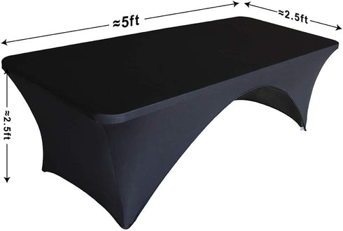 Eurmax USA Spandex Table Cover 5 ft. Fitted 30+ Colors Polyester Tablecloth Stretch Spandex Table Cover-Table Toppers,5 FT Table Cover Open Back?5Ft,Black?
