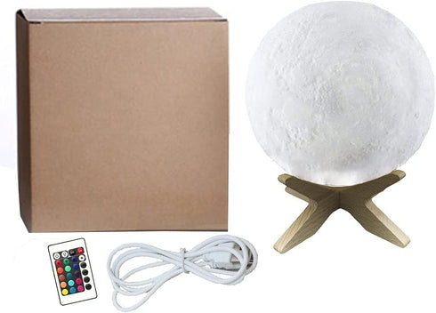 Moon Lamp Moon Light Night Light 16 Colors 3D Printed Moon Light USB Charging and Touch Control Brightness Lunar Lamp 5.9INCH with Stand for Kids Gift for Women