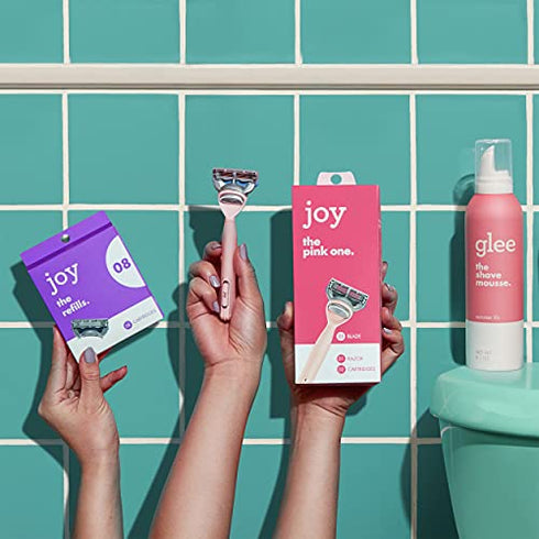 joy Womens Razor Blade Refills, 8 Count, Purple, Lubrastrip to Help Avoid Skin Irritation