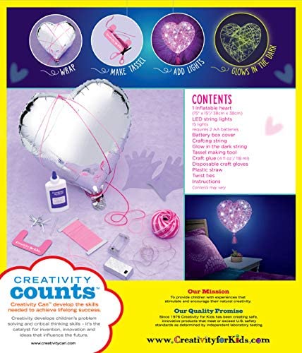 Creativity for Kids String Art Heart Light - Create a Heart Shaped String Art Lantern - String Art Kids for Kids Pink