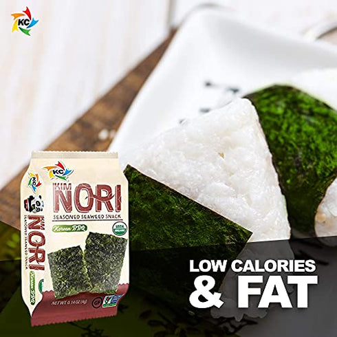 KIMNORI Seasoned Seaweed Snacks Sheets – Organic Korean BBQ Flavor 12 Individual Packs Roasted Crispy Premium 100% Natural Laver Kim Nori 4g 0.14 Ounce ? ?? ?? ??