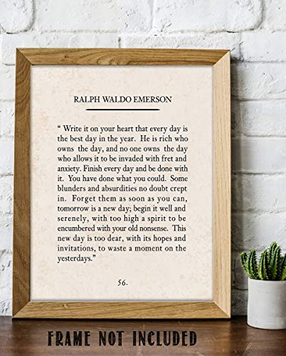 "Write It On Your Heart"- Ralph Waldo Emerson Poem Page Print- 8 x 10" Poetic Wall Art. Distressed Parchment Print-Ready To Frame. Retro Home-Office-Study-School Decor. Great Art Gift for Poetry Fans.