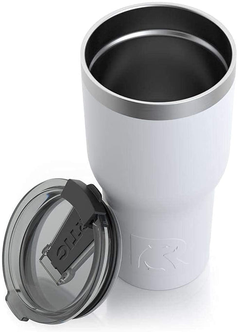 RTIC Tumbler with Splash Proof Lid, 20 oz, White, Insulated Travel Stainless Steel Coffee Mug, Sweat Proof, Keeps Hot & Cold Longer