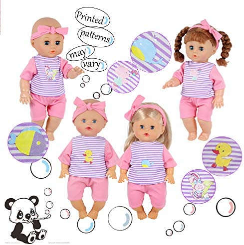 Young Buds for 11-12-13 Inch Alive American Doll Baby Doll Clothes Set of 5 Dress Costumes Gown Outfits Feeding Set with Pacifier Bib