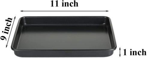 11 Inch Baking Sheets Pan Nonstick Set of 2, Walooza 1-inch Deep Baking Trays, 11X9 Inch Cookie Sheet Replacement Toaster Oven Tray, Non Toxic & Heavy Duty & Easy Clean