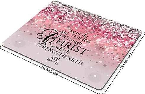 Smooffly Custom Bible Verse Pink Sparkles Glitter Pattern Design Mouse Pad