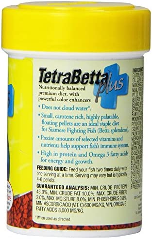TetraBetta PLUS Floating Mini Pellets, Fish Food With Natural Color Enhancer