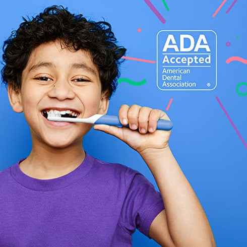 Quip Kids Electric Toothbrush - Sonic Toothbrush with Small Brush Head, Travel Cover & Mirror Mount, Soft Bristles, Timer, and Rubber Handle - Blue