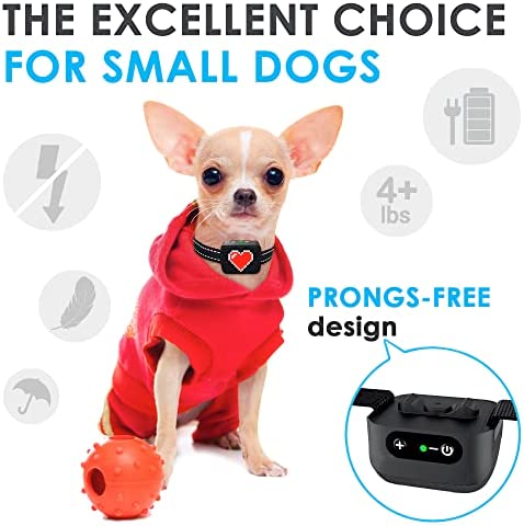 Small Dog Bark Collar Rechargeable - Anti Barking Collar for Small Dogs - Smallest Most Humane Stop Barking Collar - Dog Training No Shock Bark Collar Waterproof - Safe Pet Bark Control Device