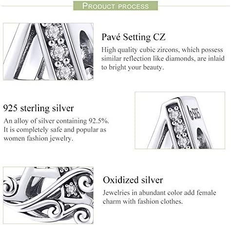 BETTY&SARAH 925 Sterling Silver Letter Charms for Pandora Bracelets Alphabet Initial Beads Jewelry Gift for Women